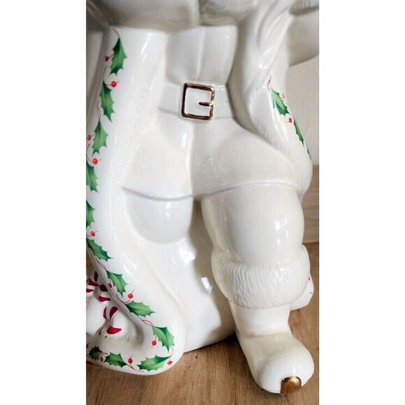 Vintage Lenox Holiday Santa Cookie Jar NO LID Great Planter Or Utensil Holder - Picture 9 of 14